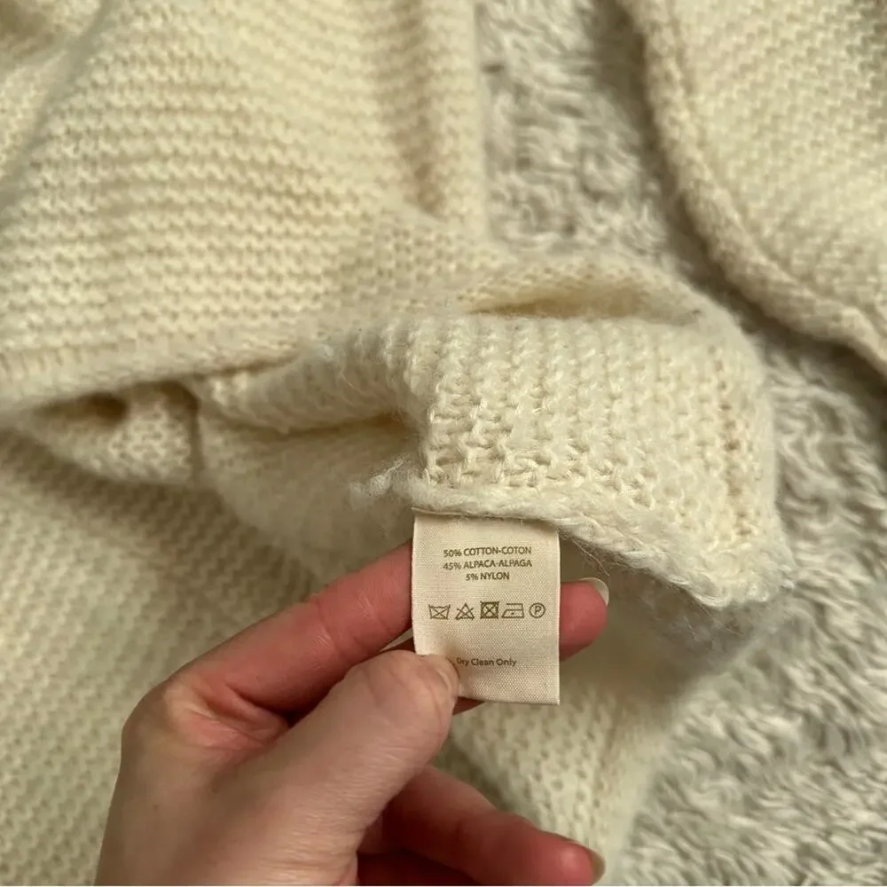 Free People Ivory V-Neck Sweater cotton alpaca blend